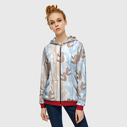 Толстовка на молнии женская Ленивец стайл, цвет: 3D-красный — фото 2