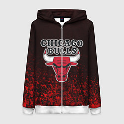 Толстовка на молнии женская CHICAGO BULLS, цвет: 3D-белый