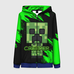 Толстовка на молнии женская MINECRAFT CREEPER, цвет: 3D-синий