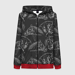 Толстовка на молнии женская Кони, цвет: 3D-красный