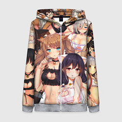 Толстовка на молнии женская Ahegao, цвет: 3D-меланж