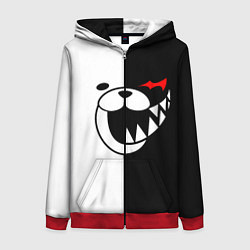 Толстовка на молнии женская MONOKUMA КАПЮШОН, цвет: 3D-красный