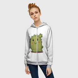 Толстовка на молнии женская Кактус, цвет: 3D-меланж — фото 2