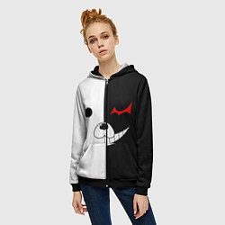 Толстовка на молнии женская Monokuma, цвет: 3D-черный — фото 2