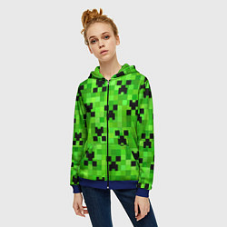 Толстовка на молнии женская MINECRAFT, цвет: 3D-синий — фото 2