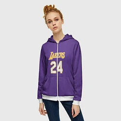 Толстовка на молнии женская Los Angeles Lakers Kobe Brya, цвет: 3D-белый — фото 2