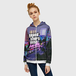 Толстовка на молнии женская Grand Theft Auto Vice City, цвет: 3D-белый — фото 2