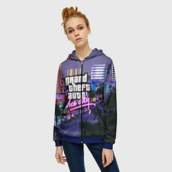 Толстовка на молнии женская Grand Theft Auto Vice City, цвет: 3D-синий — фото 2
