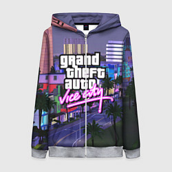 Толстовка на молнии женская Grand Theft Auto Vice City, цвет: 3D-меланж