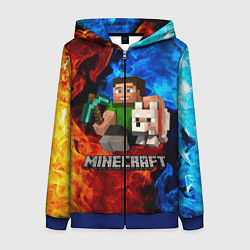 Толстовка на молнии женская MINECRAFT, цвет: 3D-синий