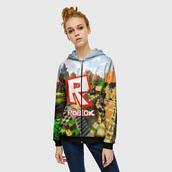 Толстовка на молнии женская ROBLOX, цвет: 3D-черный — фото 2