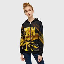 Толстовка на молнии женская Войска связи, цвет: 3D-черный — фото 2