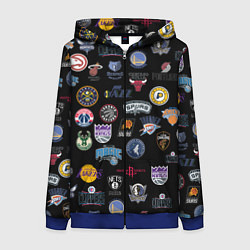 Толстовка на молнии женская NBA Pattern, цвет: 3D-синий