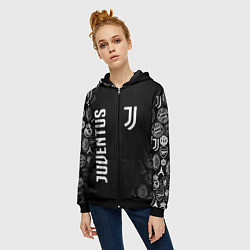 Толстовка на молнии женская JUVENTUS, цвет: 3D-черный — фото 2