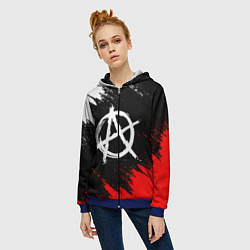 Толстовка на молнии женская АНАРХИЯ, цвет: 3D-синий — фото 2