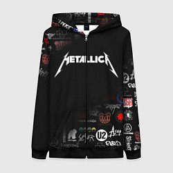 Толстовка на молнии женская Metallica, цвет: 3D-черный