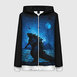 Толстовка на молнии женская GODZILLA, цвет: 3D-белый