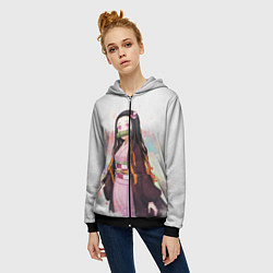 Толстовка на молнии женская KIMETSU NO YAIBA, цвет: 3D-черный — фото 2