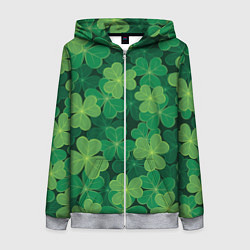 Толстовка на молнии женская Ирландский клевер, цвет: 3D-меланж