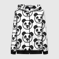 Толстовка на молнии женская Panda, цвет: 3D-черный