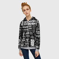 Толстовка на молнии женская Рок группы, цвет: 3D-меланж — фото 2
