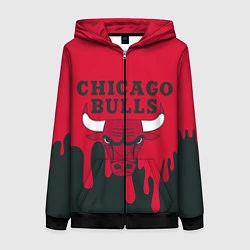 Толстовка на молнии женская Chicago Bulls, цвет: 3D-черный