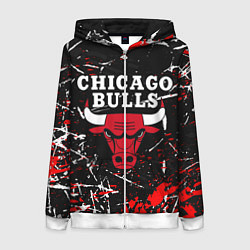 Толстовка на молнии женская CHICAGO BULLS, цвет: 3D-белый