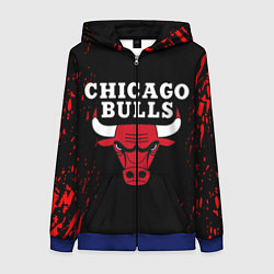 Толстовка на молнии женская CHICAGO BULLS, цвет: 3D-синий