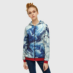 Толстовка на молнии женская Абстракция смешивание разводы, цвет: 3D-красный — фото 2