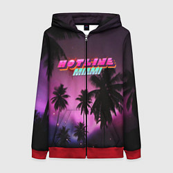 Толстовка на молнии женская HOTLINE MIAMI, цвет: 3D-красный