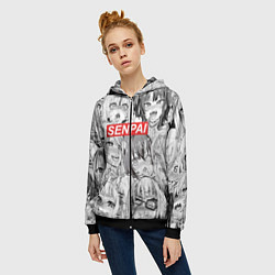 Толстовка на молнии женская SENPAI, цвет: 3D-черный — фото 2
