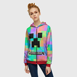 Толстовка на молнии женская Minecraft, цвет: 3D-красный — фото 2