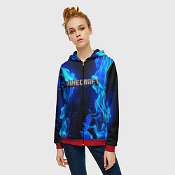Толстовка на молнии женская MINECRAFT, цвет: 3D-красный — фото 2