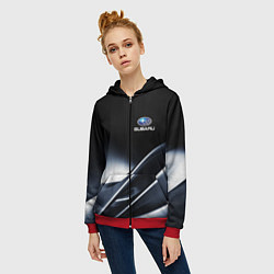 Толстовка на молнии женская SUBARU, цвет: 3D-красный — фото 2