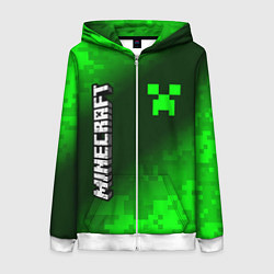 Толстовка на молнии женская MINECRAFT МАЙНКРАФТ, цвет: 3D-белый