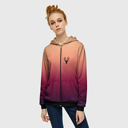 Толстовка на молнии женская The Gradient Of Deer, цвет: 3D-черный — фото 2