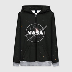 Толстовка на молнии женская NASA l НАСА S, цвет: 3D-меланж