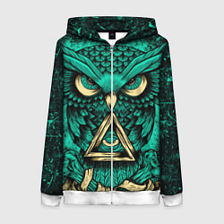 Толстовка на молнии женская Тотемная сова, цвет: 3D-белый