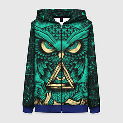 Толстовка на молнии женская Тотемная сова, цвет: 3D-синий