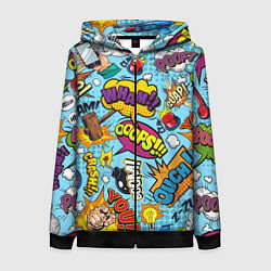 Толстовка на молнии женская Pop art comics, цвет: 3D-черный