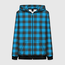 Женская толстовка на молнии Голубая клетка