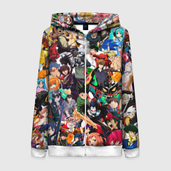 Толстовка на молнии женская Аниме персонажи, цвет: 3D-белый