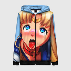 Толстовка на молнии женская SAILOR MOON AHEGAO, цвет: 3D-черный