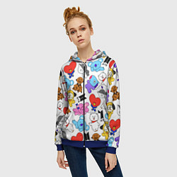 Толстовка на молнии женская BTS BT21, цвет: 3D-синий — фото 2