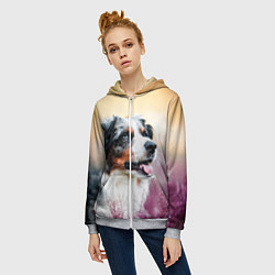 Толстовка на молнии женская Австралийская Овчарка, цвет: 3D-меланж — фото 2