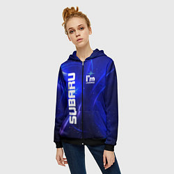 Толстовка на молнии женская Субару, цвет: 3D-черный — фото 2
