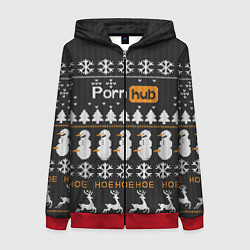 Толстовка на молнии женская Christmas PornHub, цвет: 3D-красный