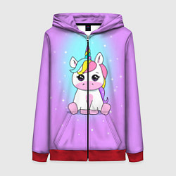 Толстовка на молнии женская Единорог, цвет: 3D-красный
