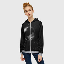 Толстовка на молнии женская Кот в Космосе, цвет: 3D-меланж — фото 2
