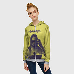 Толстовка на молнии женская Cyberpunk 2077, цвет: 3D-меланж — фото 2